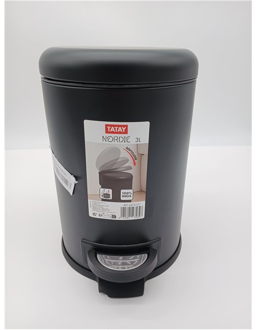TATAY Papelera Baño Pedal 3L | Apertura Higiénica y Sin Contacto | Cierre Amortiguado y Silencioso | Interior Extraíble para Fác