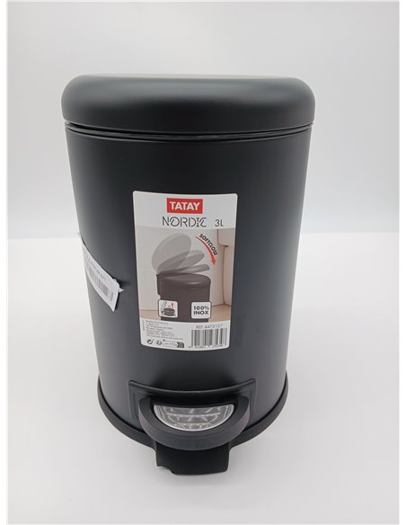 TATAY Papelera Baño Pedal 3L | Apertura Higiénica y Sin Contacto | Cierre Amortiguado y Silencioso | Interior Extraíble para Fác