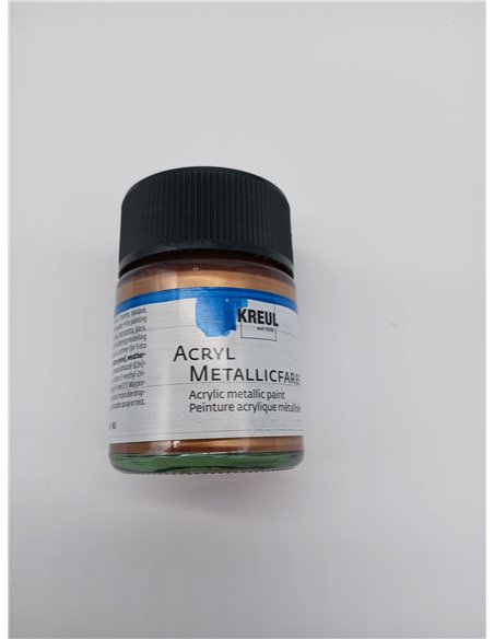 KREUL 77583 Pintura acrílica metálica a base de agua, cremosa opaca, de secado rápido y desvanecimiento, 1.7 fl oz de vidrio dor