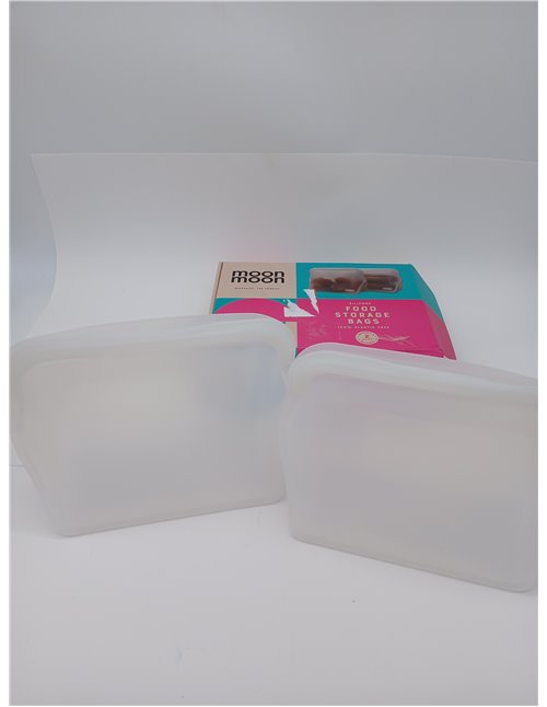 Moonmoon Bolsas de silicona reutilizables para congelar, bolsas de almacenamiento de alimentos de pie, transparentes, XL, 1500 m