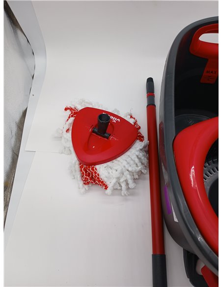 Vileda Easy Wring & Clean Turbo Set de limpieza para el hogar, cubo con pedal y fregona de microfibra, fácil de escurrir y limpi
