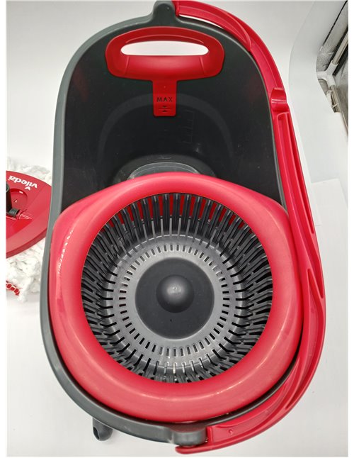 Vileda Easy Wring & Clean Turbo Set de limpieza para el hogar, cubo con pedal y fregona de microfibra, fácil de escurrir y limpi