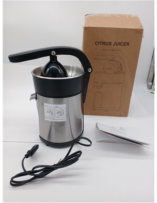 Cozary Electric Orange Squeezer, 2 Cones of Different Size, Stainless Steel Body and Filter, Continuous Pour with Lever, Dishwas