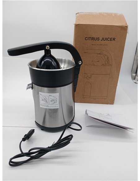 Cozary Electric Orange Squeezer, 2 Cones of Different Size, Stainless Steel Body and Filter, Continuous Pour with Lever, Dishwas