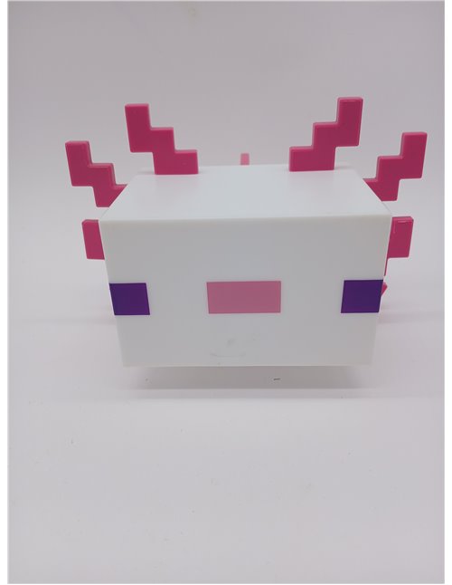 Luz Axolotl Minecraft - Lámpara Oficial con 5 Modos de Color, Decoración para Gamers, Funciona a Pilas