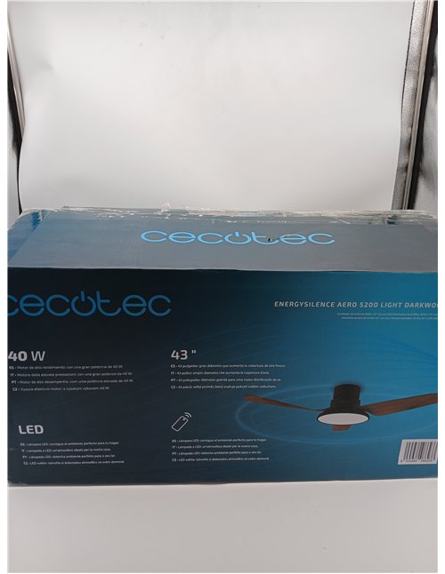 Cecotec Ventilador de Techo con Luz EnergySilence Aero 5200 Light DarkWood motor DC de 30W, 43", luz LED de 24W, 3 tonalidades, 