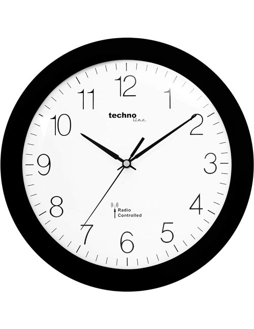 techno line WT 8000 - Reloj de Pared Radiocontrolado, Color Negro