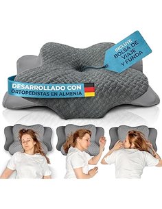 Glückstoff® Almohada Cervical & Ergonómica [para Todos LOS Tipos DE SUENO] - Pillow Antironquidos & Antiarrugas - Alhomada Ergof