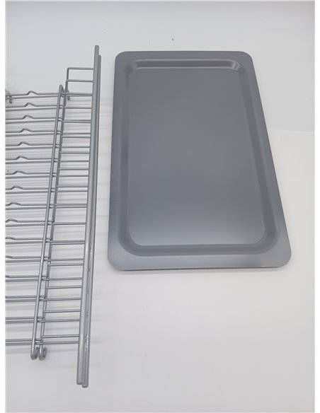Kit Escurridor de Platos y Vasos de Acero con Bandeja Recoge Aguas para Mueble de Cocina, Ancho 465 mm