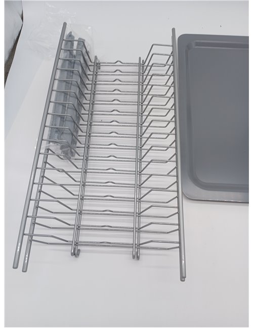 Kit Escurridor de Platos y Vasos de Acero con Bandeja Recoge Aguas para Mueble de Cocina, Ancho 465 mm