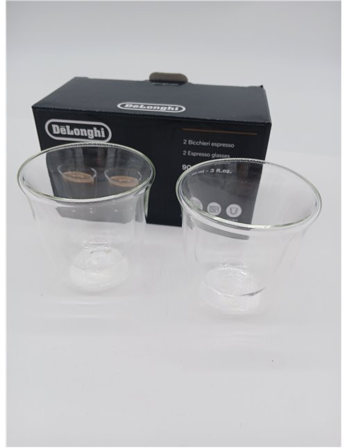 De'Longhi DLSC310 Double Walled Tempered Espresso Glass, 2-Piece Set of 2 (Pack of 1)