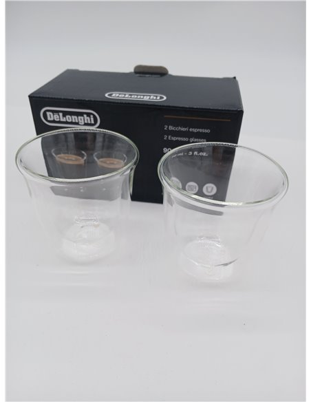 De'Longhi DLSC310 Double Walled Tempered Espresso Glass, 2-Piece Set of 2 (Pack of 1)