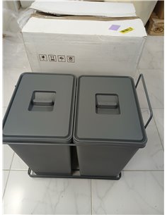 Elletipi PF01 44B2 Ecofil - Cubo de basura de reciclaje con base diferenciada, extraíble, de plástico y metal, gris, 31 x 45 x 4 2