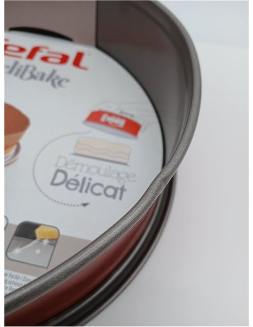 Tefal Delibake J16413 Molde tarta redondo 25 cm, forma redonda desmontable y con gran fondo, revestimiento antiadherente, fácil 