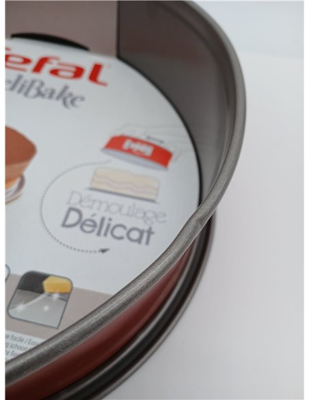 Tefal Delibake J16413 Molde tarta redondo 25 cm, forma redonda desmontable y con gran fondo, revestimiento antiadherente, fácil 