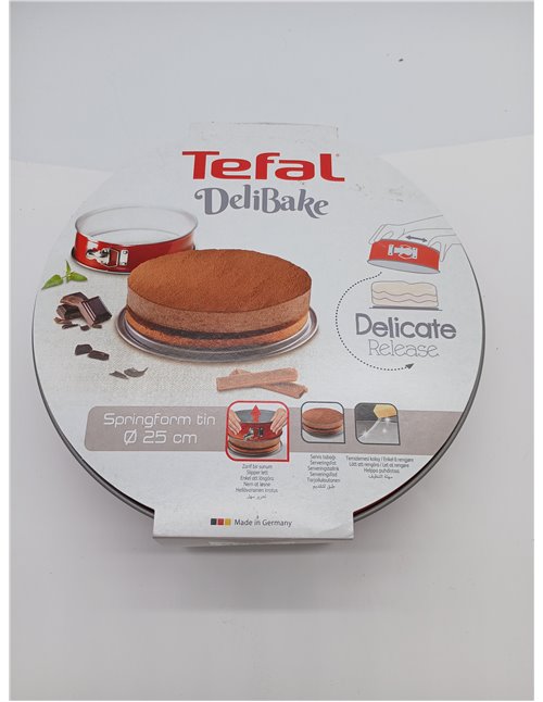 Tefal Delibake J16413 Molde tarta redondo 25 cm, forma redonda desmontable y con gran fondo, revestimiento antiadherente, fácil 