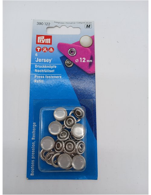 Prym Recambio de broches sin Costura Unidades Botones A Presión, Metal, Perla, 12 mm perlmuttfarbig, 6 Stück, 6