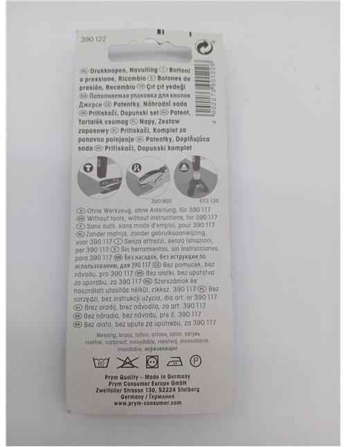 Prym Recambio de broches sin Costura Unidades Botones A Presión, Metal, Perla, 12 mm perlmuttfarbig, 6 Stück, 6