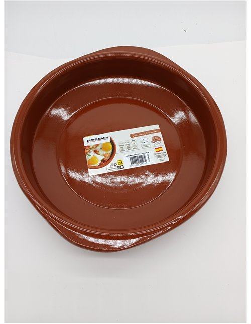 Fackelmann Cazuela de Barro Tradicional, Cazuela de Cerámica Rústica, Apta para Cocina de Gas y Eléctrica, Microondas y Horno, C