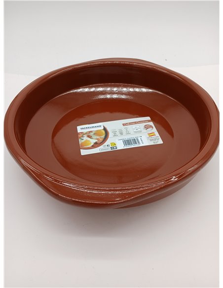 Fackelmann Cazuela de Barro Tradicional, Cazuela de Cerámica Rústica, Apta para Cocina de Gas y Eléctrica, Microondas y Horno, C
