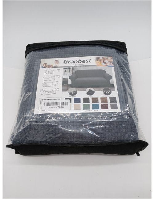 Granbest Funda de sofá elástica en Jacquard de Spandex con Espuma Antideslizante [1 Pieza] 2 plazas Gris