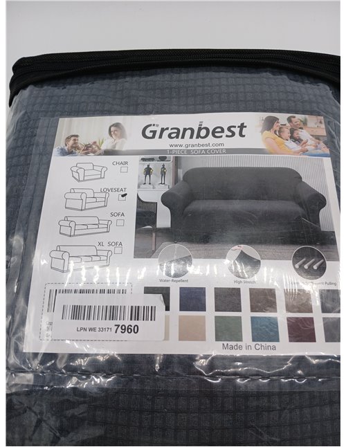 Granbest Funda de sofá elástica en Jacquard de Spandex con Espuma Antideslizante [1 Pieza] 2 plazas Gris