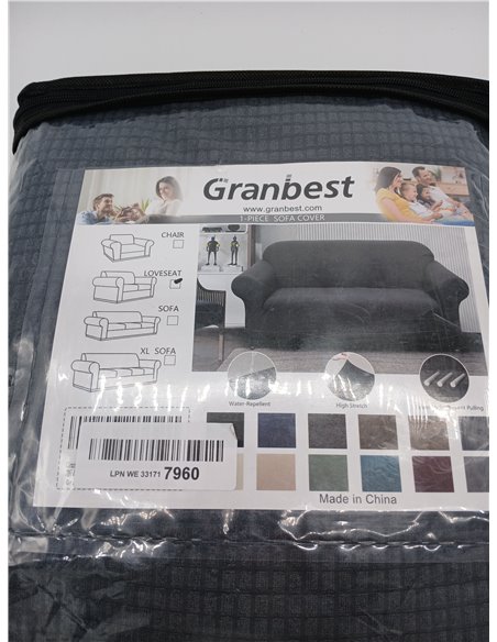 Granbest Funda de sofá elástica en Jacquard de Spandex con Espuma Antideslizante [1 Pieza] 2 plazas Gris