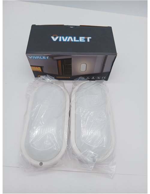 VivaLet 2 Piezas Aplique Pared Exterior/Interior 12W 1200LM, Plafon LED Techo 4000K, Luz Exterior Ovalada IP54 Impermeable, Lamp
