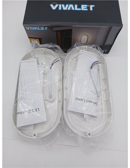 VivaLet 2 Piezas Aplique Pared Exterior/Interior 12W 1200LM, Plafon LED Techo 4000K, Luz Exterior Ovalada IP54 Impermeable, Lamp
