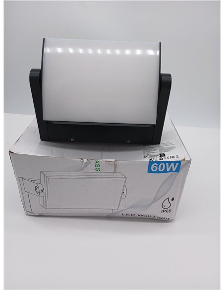 ledmo 60W LED Apliques Pared Exterior Interior 360° Rotación Negra Lámpara de Pared para Entrada Terraza Pasillo Focos LED Exter