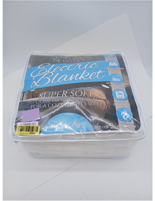 Cozy Night Superking Electric Blanket, Size 182 x 200 cm, Soft Fitted Mattress Cover, Quick Adjust Corner Straps, 3 Heat Levels,