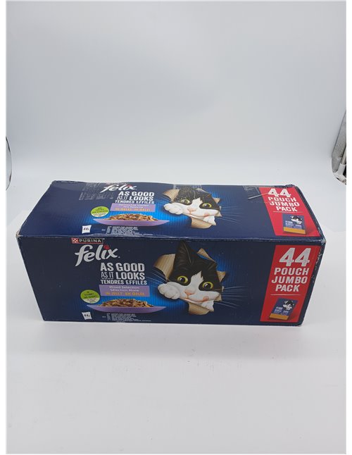 FELIX Fantastic, Comida Húmeda para Gato Adulto, Gelatina, Surtido de Buey, Pollo, Salmón y Atún, Pack de 44 Sobres de 85 g