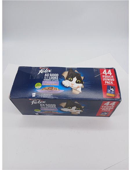 FELIX Fantastic, Comida Húmeda para Gato Adulto, Gelatina, Surtido de Buey, Pollo, Salmón y Atún, Pack de 44 Sobres de 85 g