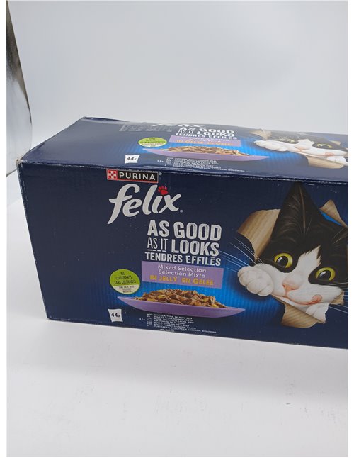 FELIX Fantastic, Comida Húmeda para Gato Adulto, Gelatina, Surtido de Buey, Pollo, Salmón y Atún, Pack de 44 Sobres de 85 g