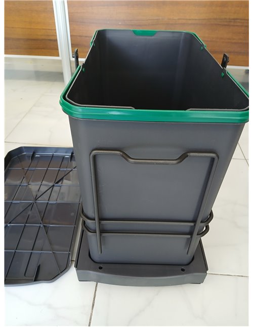 EMUCA - Contenedor de reciclaje para mueble de cocina, Cubos de basura bajo fregadero 24 L, fijación inferior y extracción manua