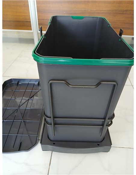 EMUCA - Contenedor de reciclaje para mueble de cocina, Cubos de basura bajo fregadero 24 L, fijación inferior y extracción manua