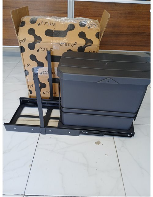 EMUCA - Contenedor de reciclaje para mueble de cocina, Cubos de basura bajo fregadero 24 L, fijación inferior y extracción manua