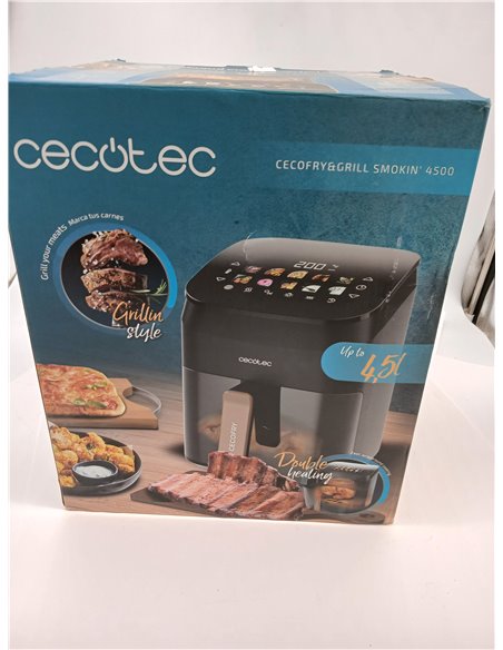 Cecotec Air Fryer without Oil 4.5L Double Resistance Grill Iron Integrated Smoker Air Fryer Cecofry&Grill Smokin' 4500. 1900W, A