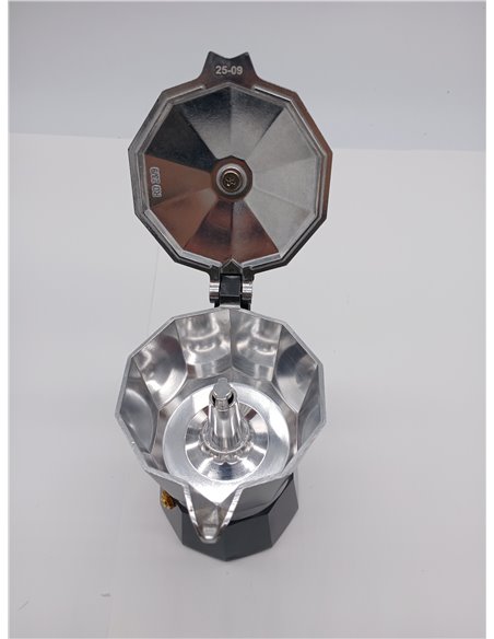 Monix Vitro Noir | Cafetera Italiana de Aluminio 3 Tazas, Apta para Vitrocerámica, Gas y Eléctrica, NO Apta para Inducción, Mang