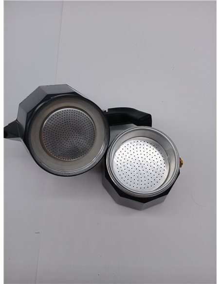 Monix Vitro Noir | Cafetera Italiana de Aluminio 3 Tazas, Apta para Vitrocerámica, Gas y Eléctrica, NO Apta para Inducción, Mang