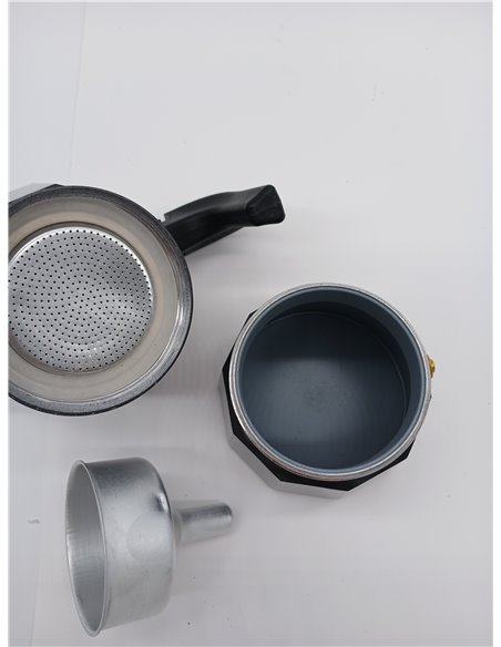 Monix Vitro Noir | Cafetera Italiana de Aluminio 3 Tazas, Apta para Vitrocerámica, Gas y Eléctrica, NO Apta para Inducción, Mang