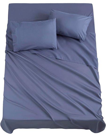 Todocama – Juego de Sábanas de 4 Piezas - 5003 - Sábana Bajera Ajustable - Encimera - Dos Fundas de Almohada de 50x80cm. (Cama 1