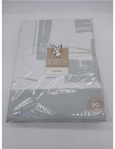 Burrito Blanco | Juego de sábanas | Cama de 90cm. (+Medidas Disponibles) | Diseño 142 | Color Salvia (90x190/200cm.)