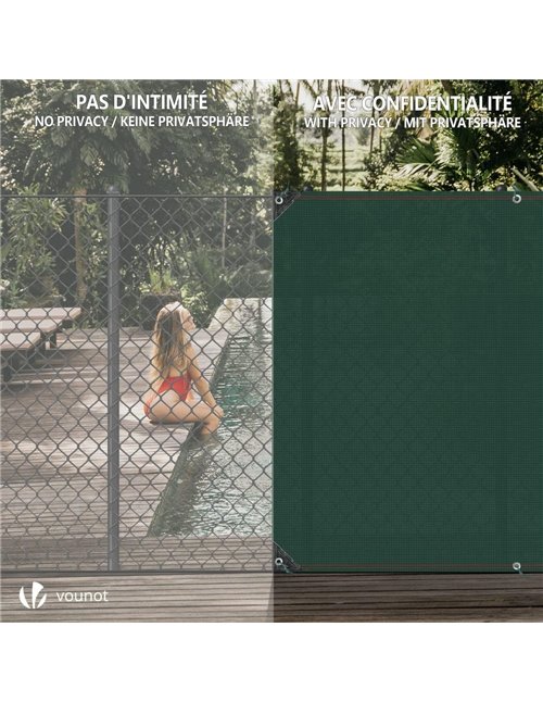 VOUNOT® Malla Sombreo y Ocultación 360 x 100 cm. Valla Privacidad 230 g/m² HDPE Protección UV, Red de Sombra con Bridas