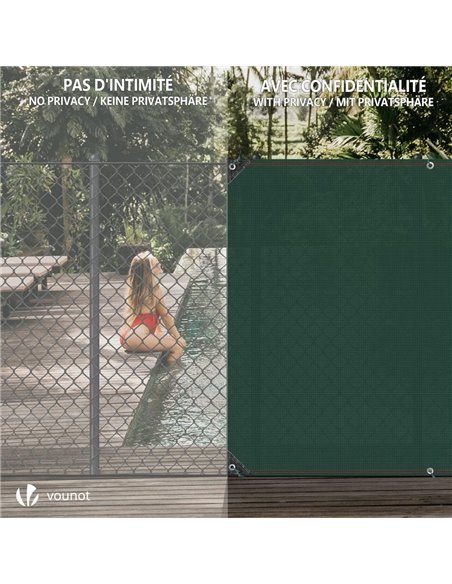 VOUNOT® Malla Sombreo y Ocultación 360 x 100 cm. Valla Privacidad 230 g/m² HDPE Protección UV, Red de Sombra con Bridas