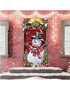 Tatuo Cubierta de Puerta de Muñeco de Nieve Telón de Fondo de Puerta de Navidad Fondo de Fotografía para Fiesta Año Nuevo Invier