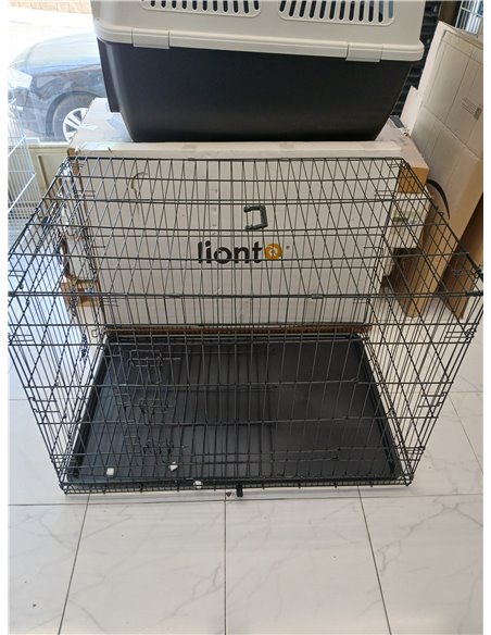 lionto Jaula Transporte Plegable para Perros Caja de Transporte, (XXL) 106x71x77 cm Negro