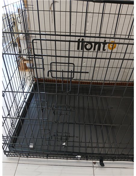 lionto Jaula Transporte Plegable para Perros Caja de Transporte, (XXL) 106x71x77 cm Negro