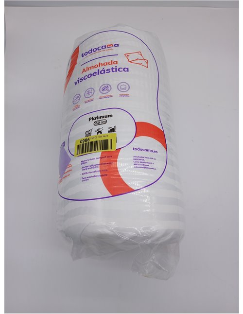 Todocama - Almohada viscoelástica, antiácaros y antibacterias. Tejido Platinium Suave, Fresco y Transpirable. Núcleo termorregul