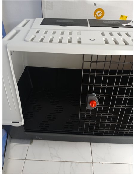 Ferplast Transportín Perro Coche, Atlas Car 100, Puerta Corredera Doble con Cerradura de Seguridad, Alfombrilla de Drenaje inclu